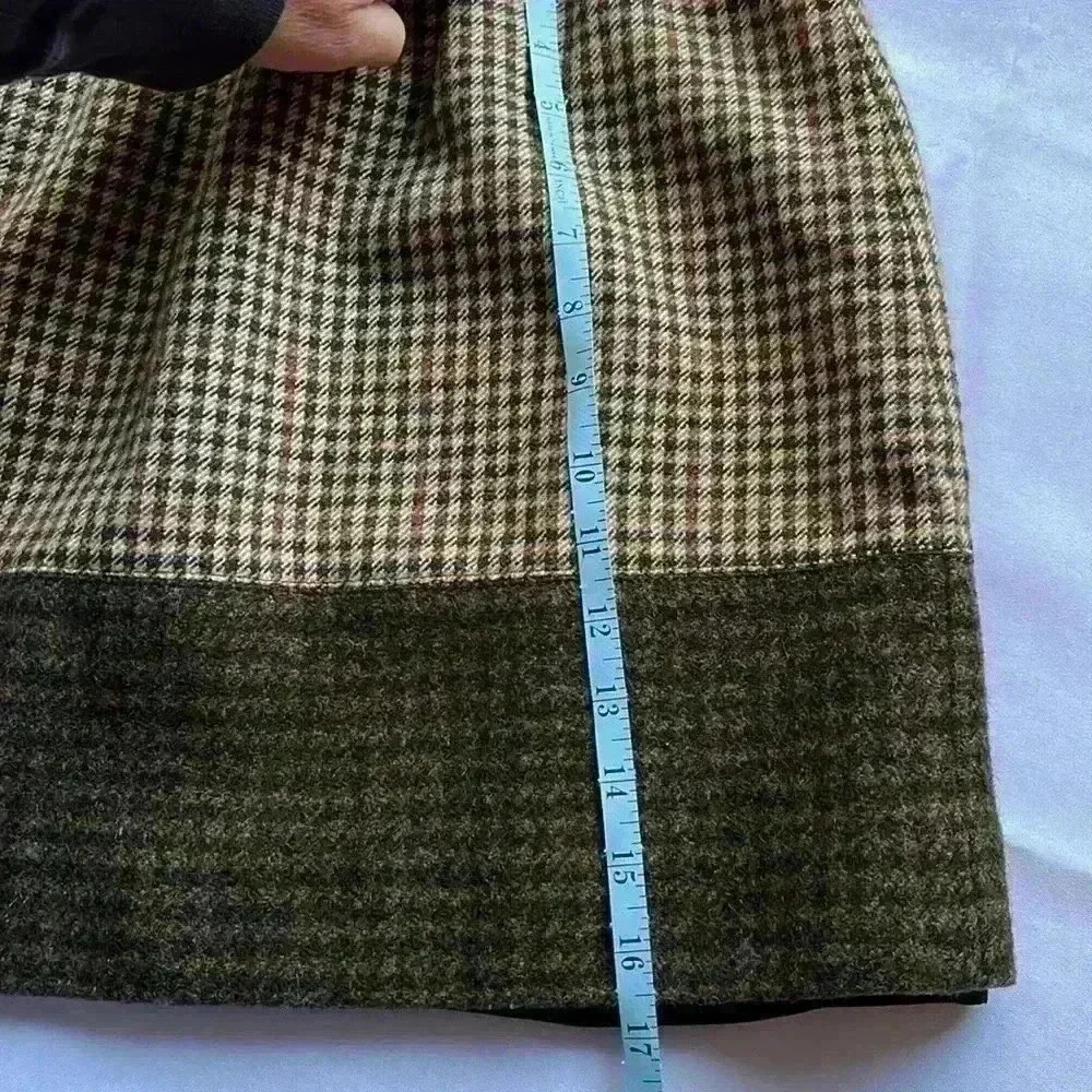 EUC J Crew Black Label Y2K 90s Lambs Wool Mini Skirt Plaid Preppy Brown Sz 6 - Picture 9 of 12